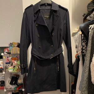 Navy belted trench coat